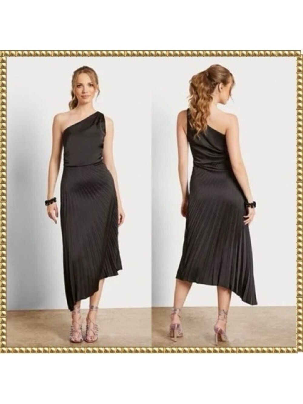 Sam Edelman Black One Shoulder Midi Dress